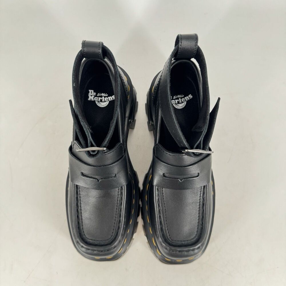 Dr. Martens Corran Loafer Women’s 6 Black Leather Heeled Buckle Shoes New - Picture 5 of 8
